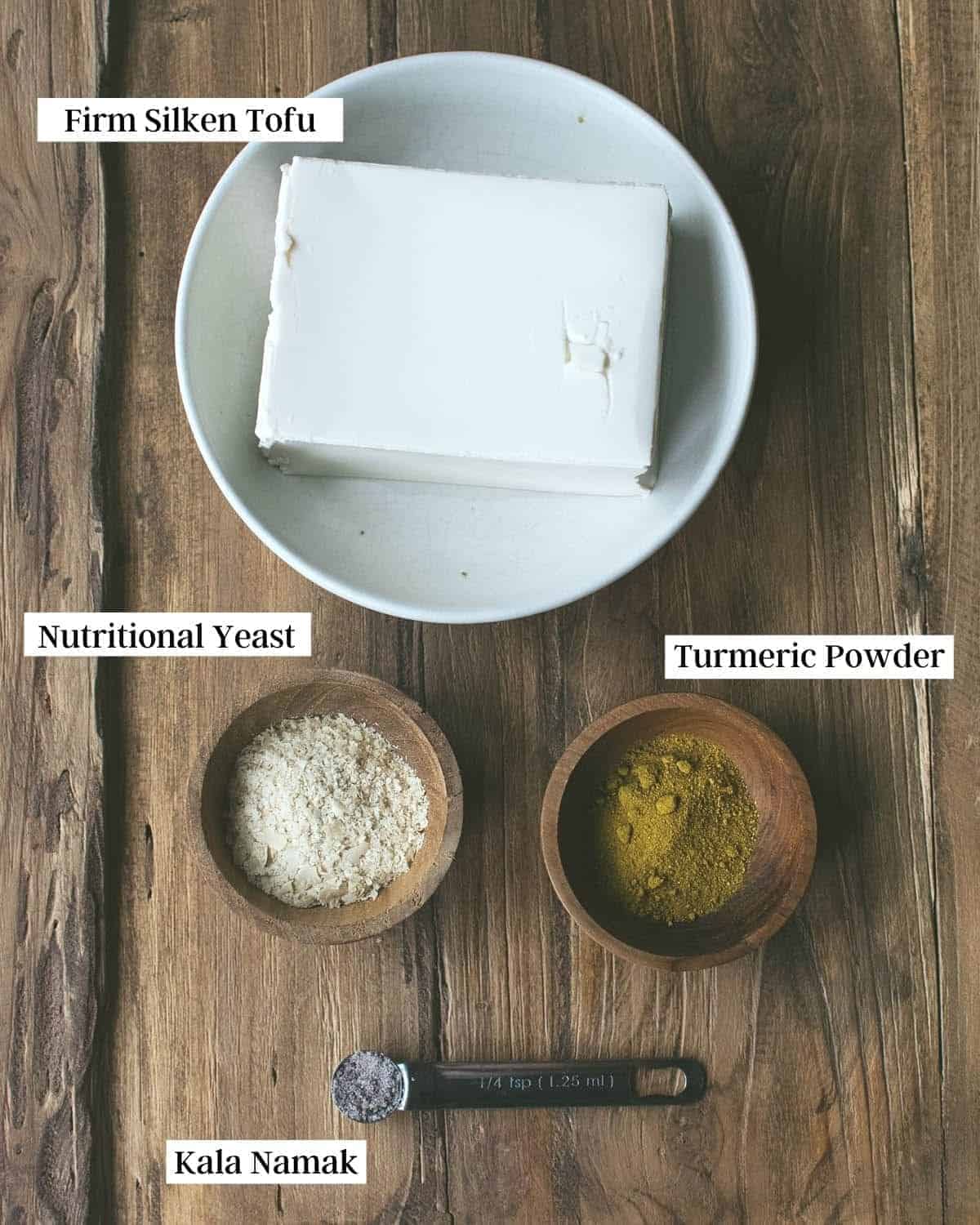 Ingredients laid out on a wooden table