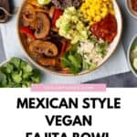 A Mexican-inspired bowl with lots of vibrant veg, with a Pinterest title that explains it's great for meal prep.