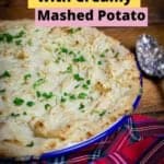 An image of vegan fish pie for Pinterest with the words 'Vegan Fish Pie with Creamy Mashed Potato'