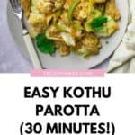 Pinterest image of kothu parotta with a title
