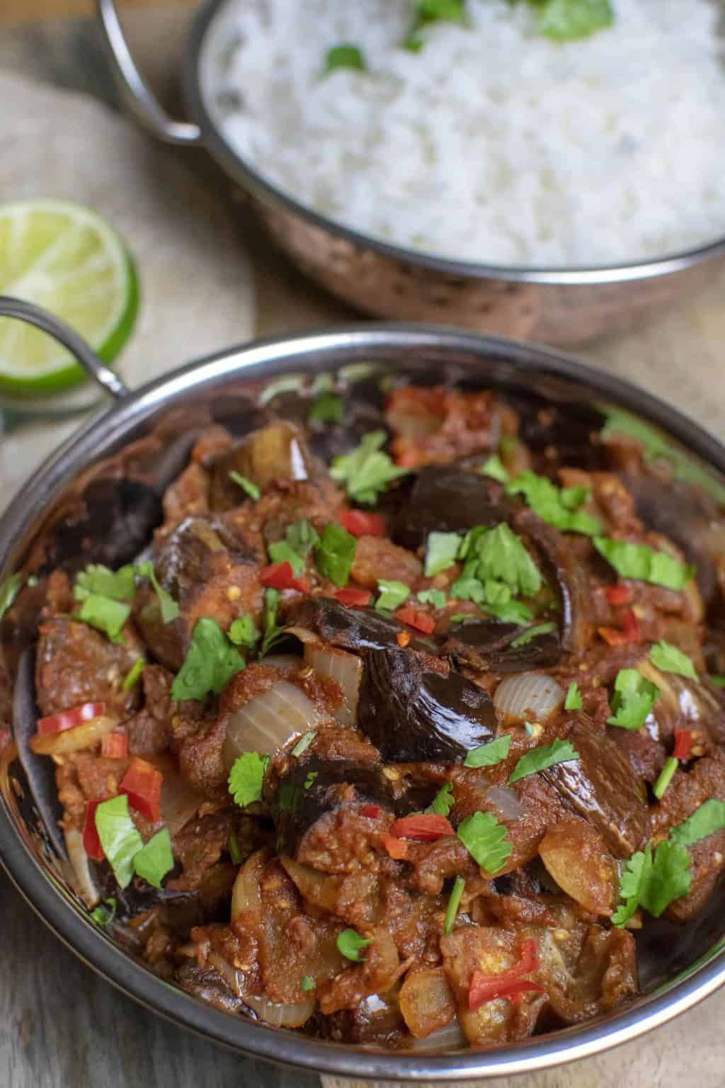 A creamy, decadent and delicious Aubergine Bhaji recipe Vegan Punks