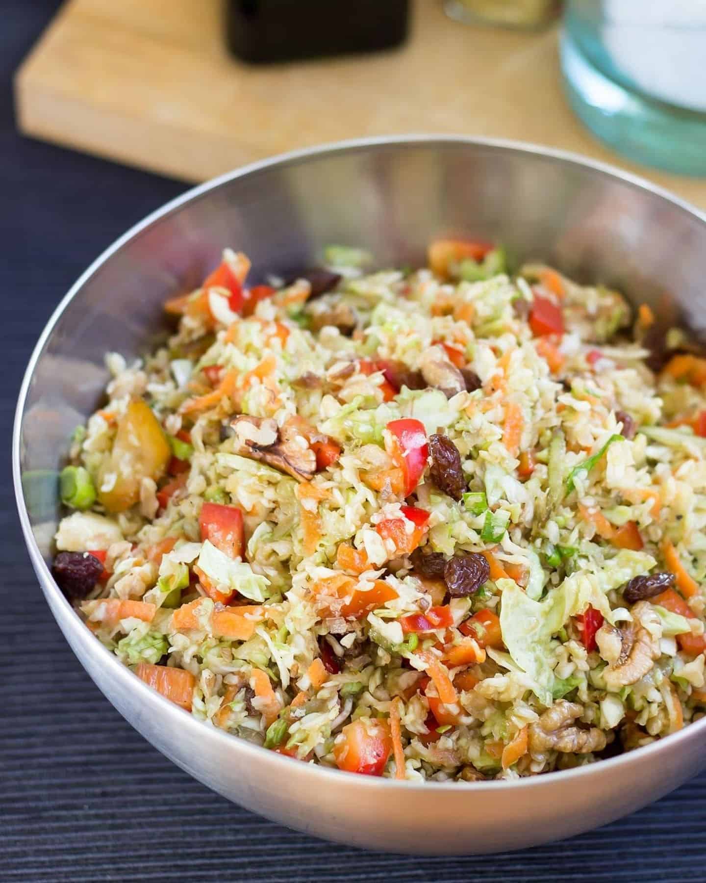 Christmas slaw in a large grey bowl