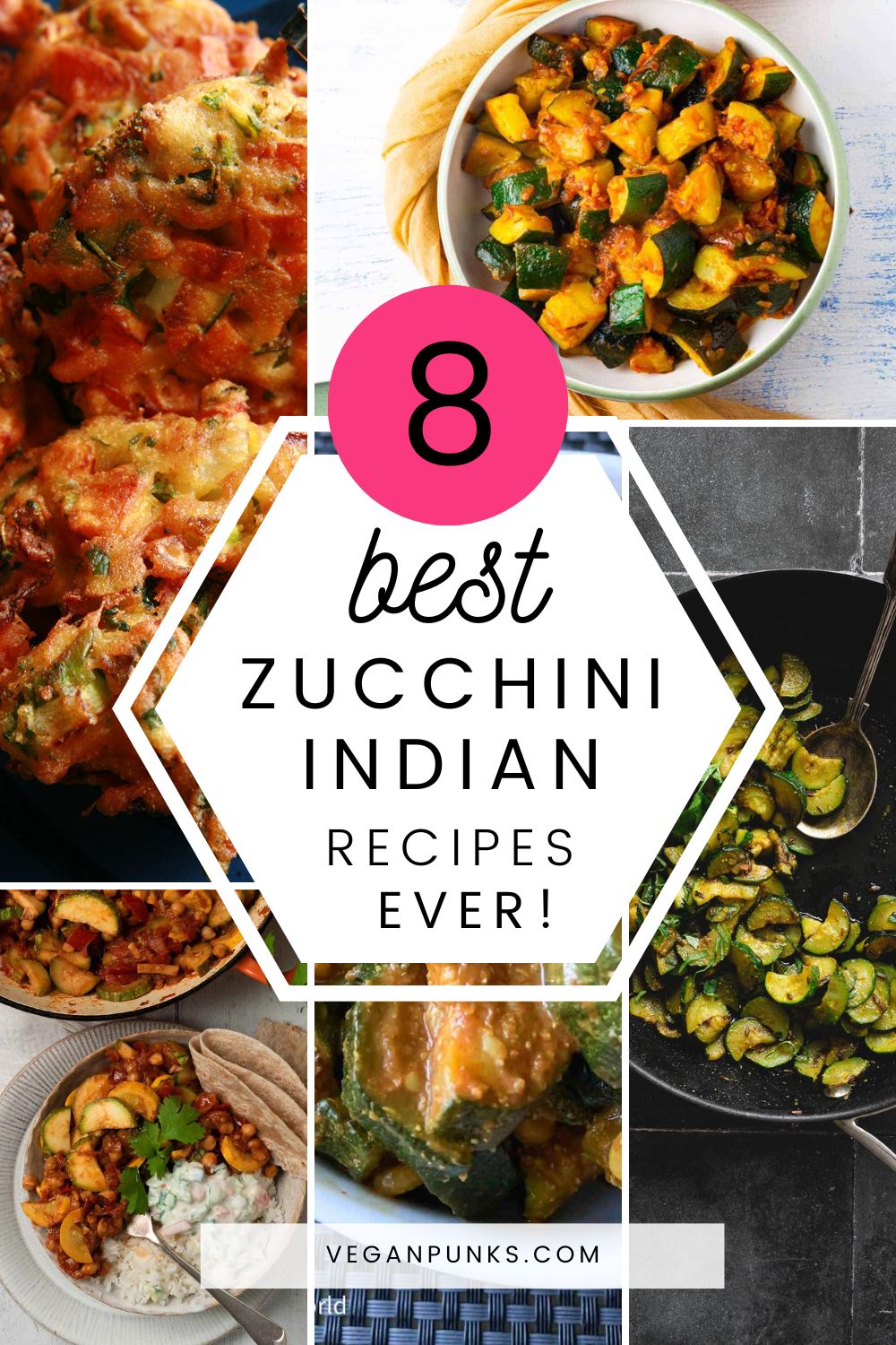 Best Indian Zucchini Recipes pin with a collage of recipes shown.