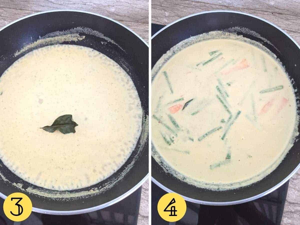 Two images side by side, with soup in one and vegetables and soup in the other