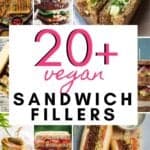 A collage of plant based sandwiches with a Pinterest title.