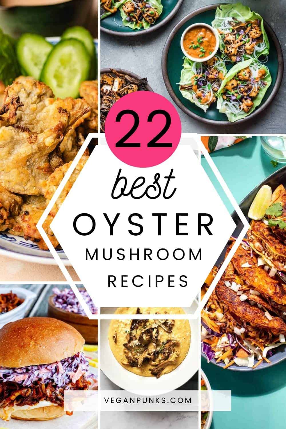 Collage of oyster mushroom recipes with a title in the middle.