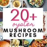 Oyster mushroom recipe images on a collage Pin.