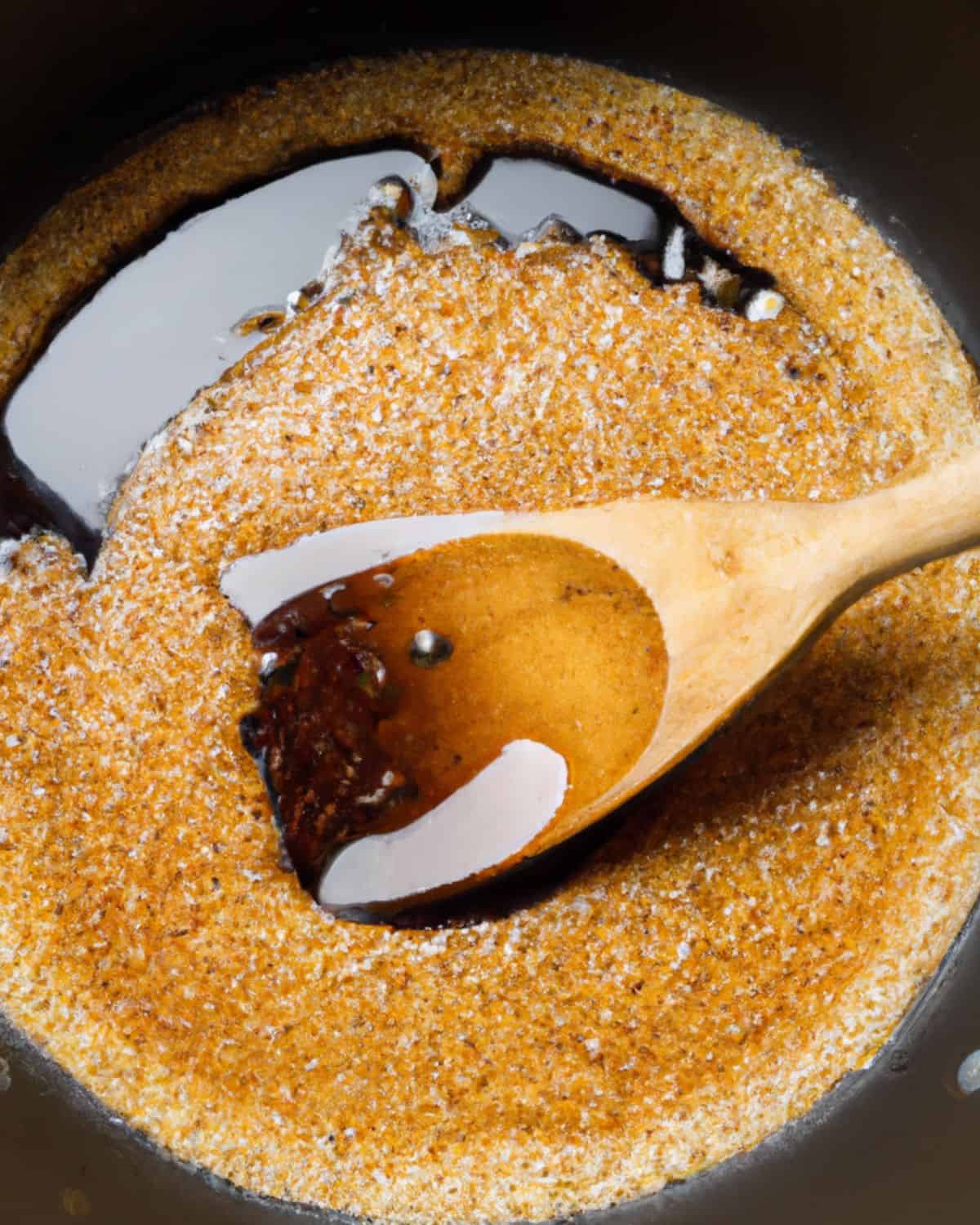 Brown sugar and soy sauce in a pan.