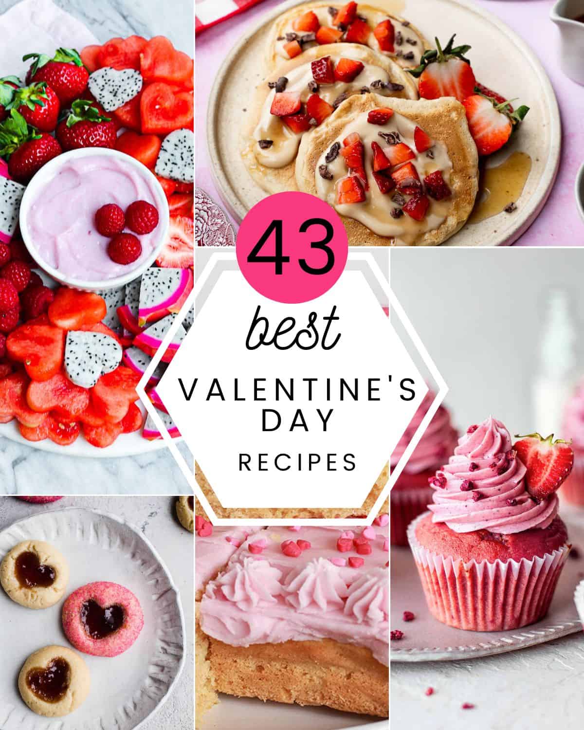 Images of pink food with text that says 'best Valentine's Day recipes'