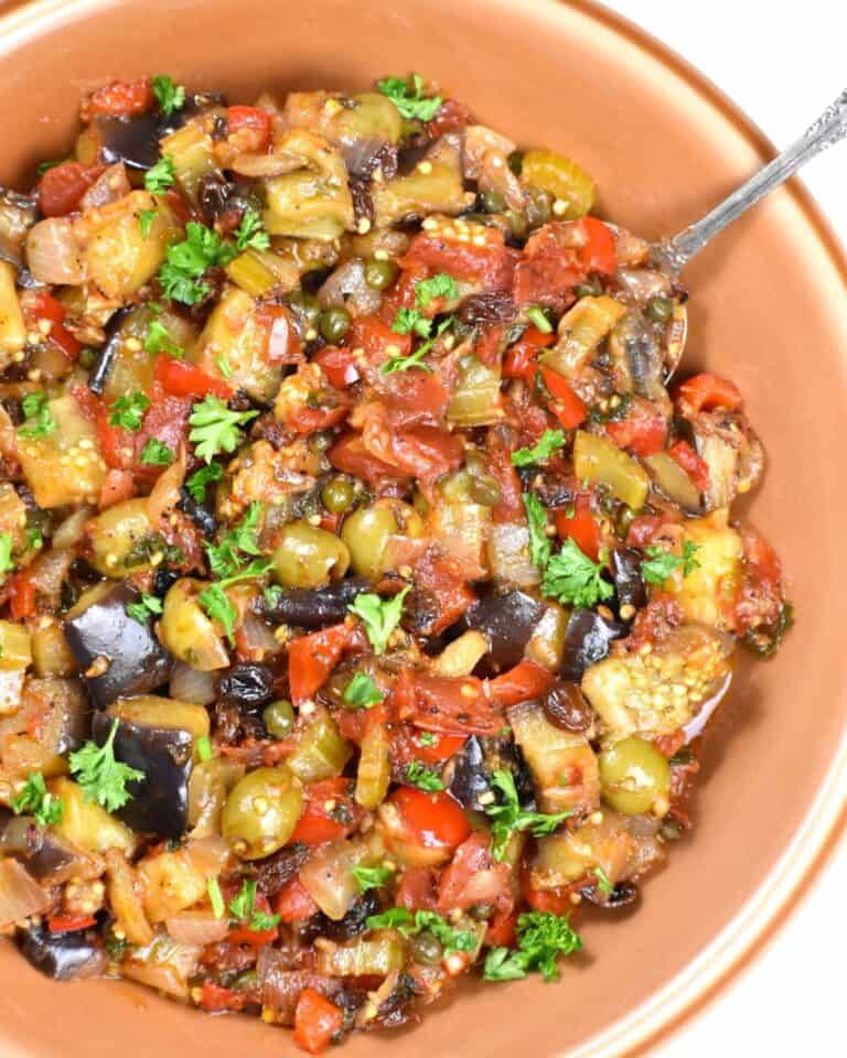 Caponata in a large bowl.