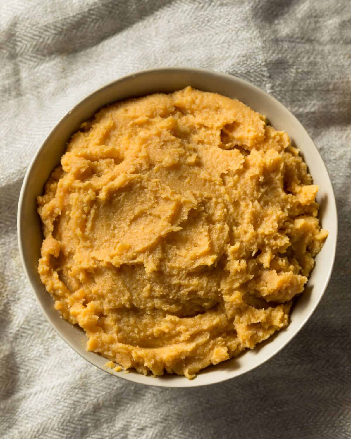 White miso paste in a bowl.