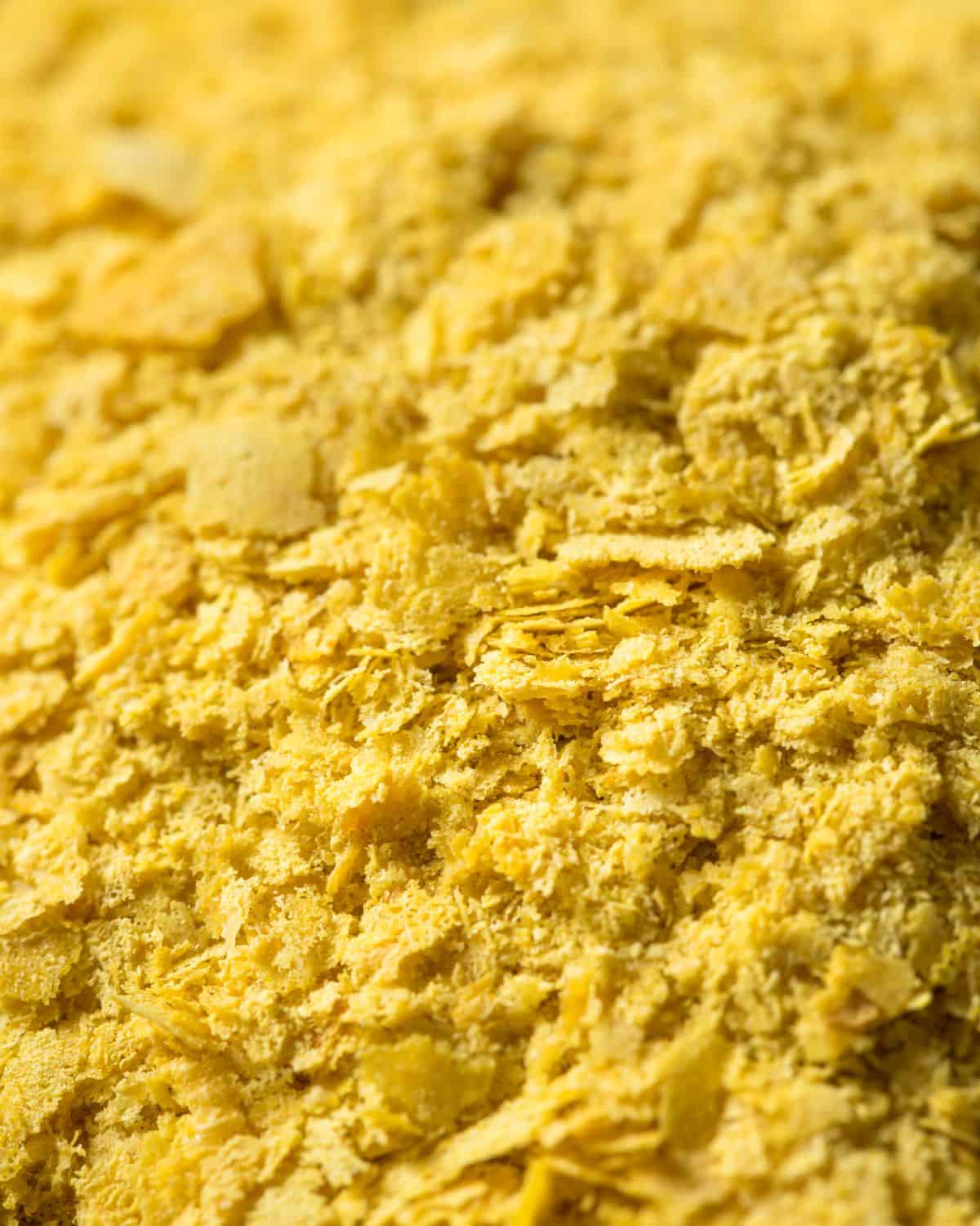 Nutritional yeast close up.