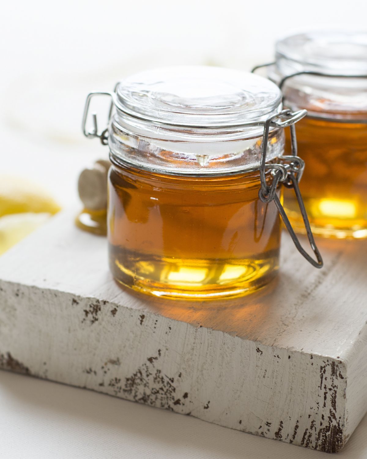 Coconut nectar in a clip jar.