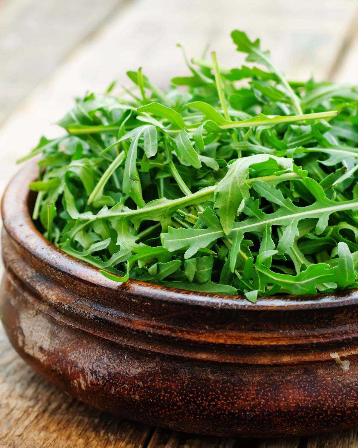 Arugula in an ornate bowl.